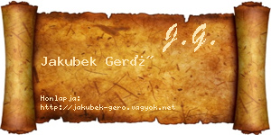 Jakubek Gerő névjegykártya